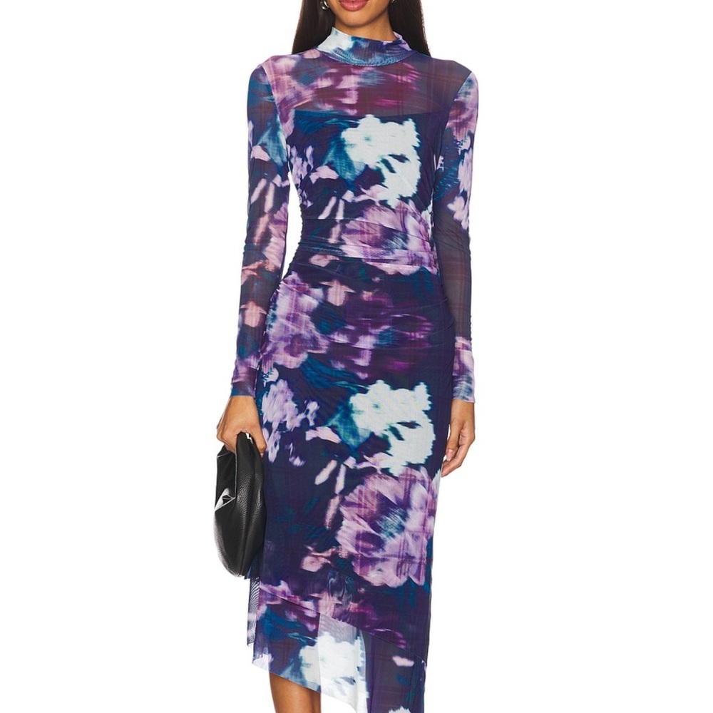 NWT! Purple and Blue Asymmetrical Long Sleeve Cocktail Dress Hi-Low